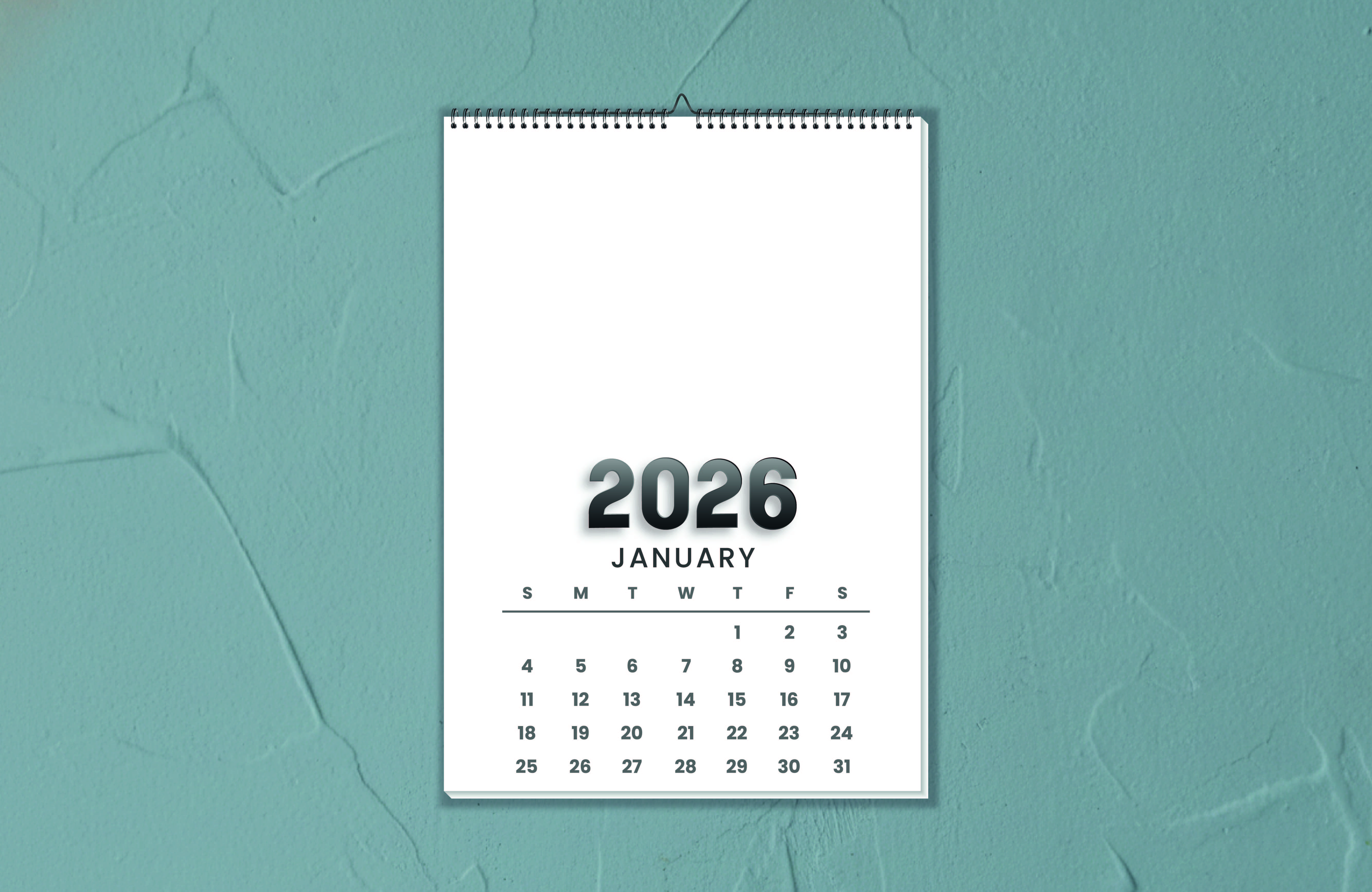 Calendario mockup vertical 2026